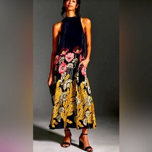 Temperley London Navy Floral Maxi Dress